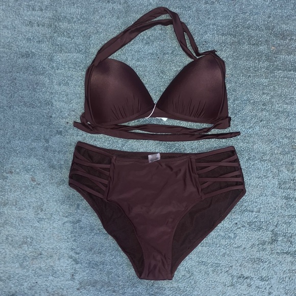 Dark Brown Halter Bikini - Picture 1 of 2
